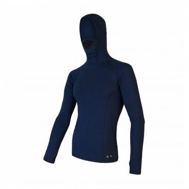 Sensor Merino DF pánské triko dl.rukáv s kapucí deep blue